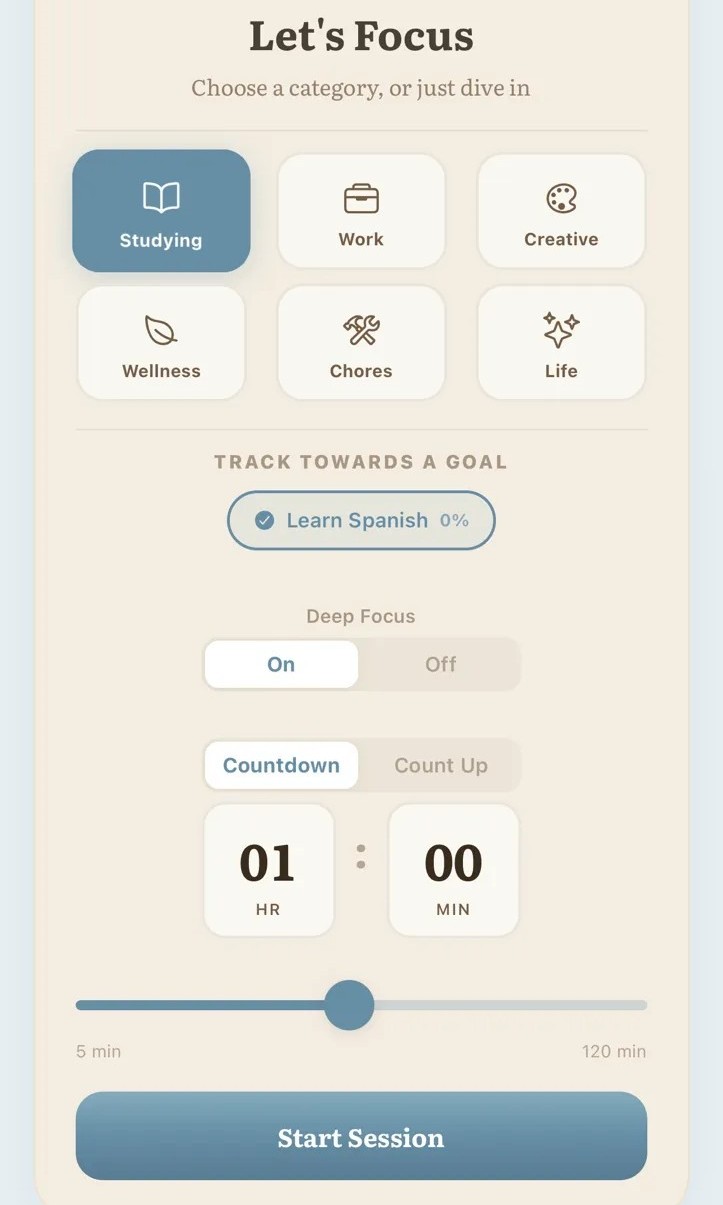 Kinyava focus timer